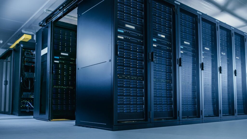 Server hall and equipment racks